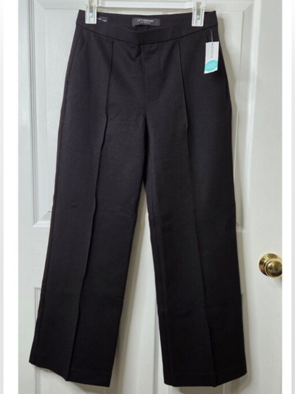 NWT Liverpool Kayla Pull On Wide Leg Trouser Women's Pants Black Sz 2/26